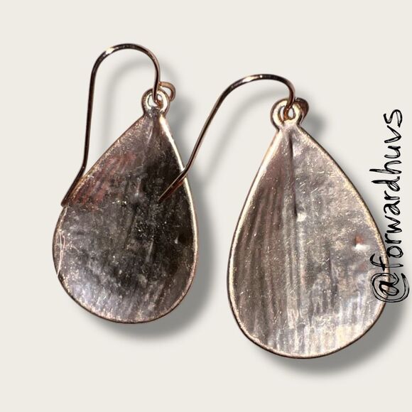 Hand Crafted Copper Teardrop Earrings – Brushed Texture - Picture 3 of 7